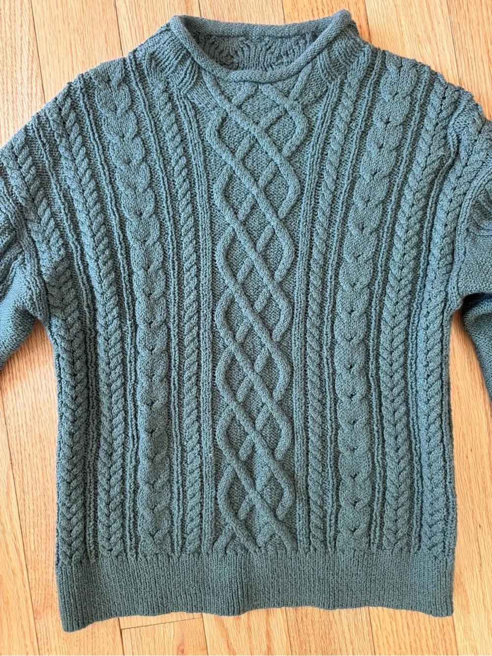 J. Crew Sage Green Textured Cable Knit Sweater
